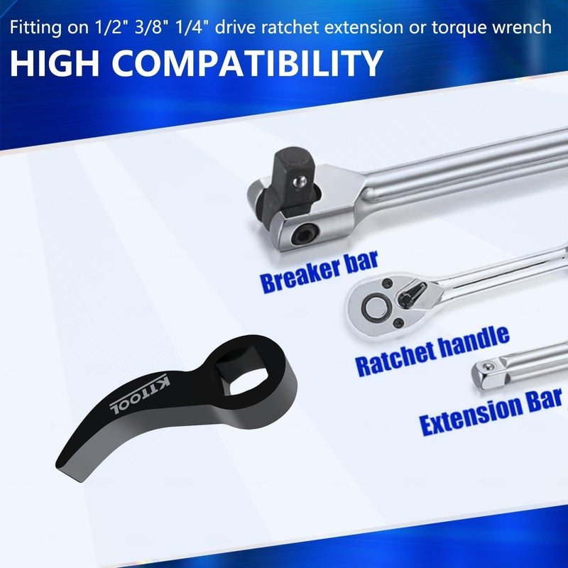 KTTOOL Store 6 Pcs Pry Bar Wrench Adaptor Head Set, Crowbar Adapter Head Tool, Half Shaft Removal Car Repairing Tools 1/2" 3/8" 1/4" D 8pt (Square) Profile - Image 4